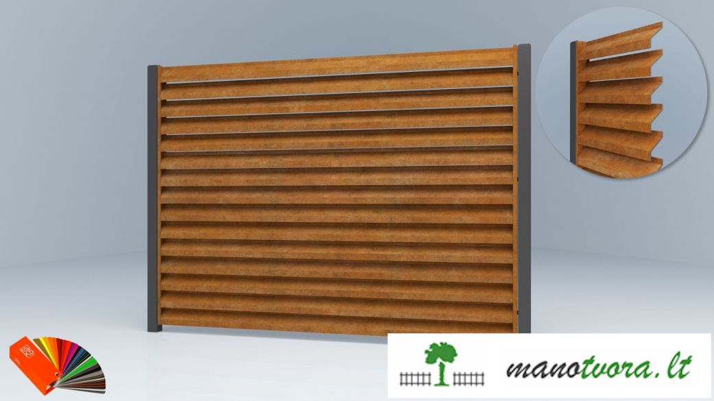 Žaliuzinė tvora iš Corten plieno
